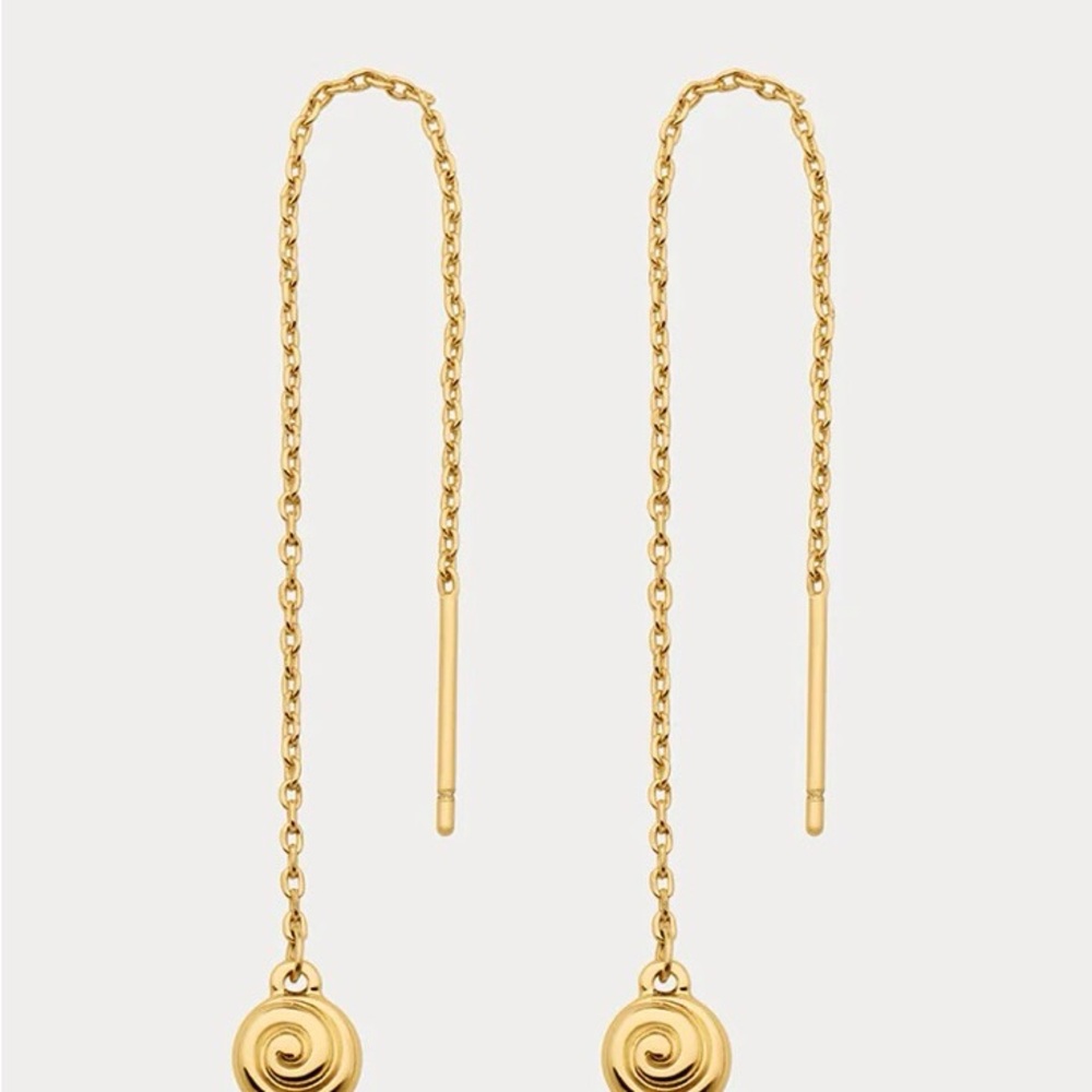 NEW Luv AJ Gold Shell Coil Threader Earrings